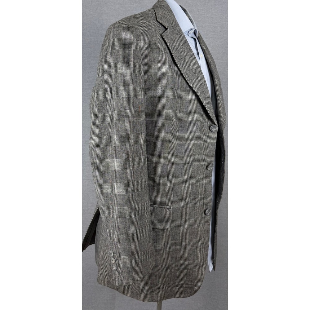 Valentino Boutique Mens Grey Glen Plaid Super 100s Wool Blazer Sport Coat 40L